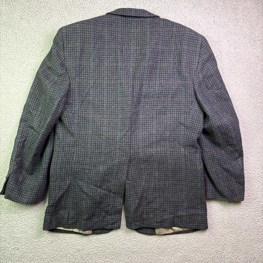VTG Christian Dior Blazer Mens 42R Blue Wool Coat Houndstooth Plaid Jacket - Picture 3 of 12